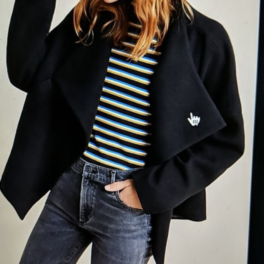 Anthropologie Sascha Black Asymmetrical Coat Large